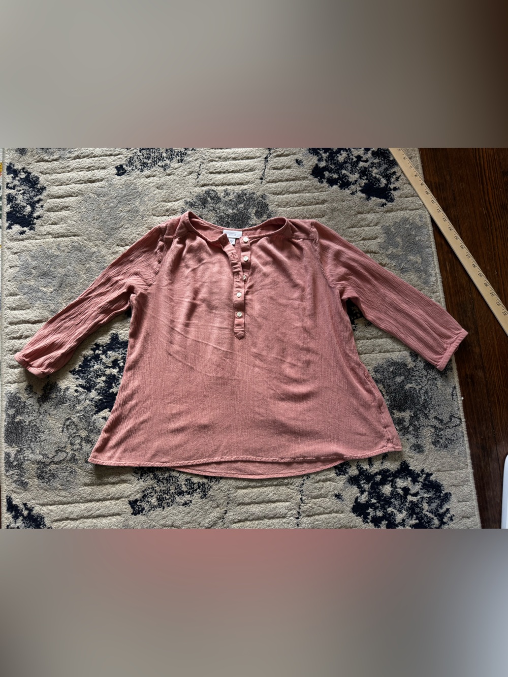 Women's Dusty Rose Button Henley Top